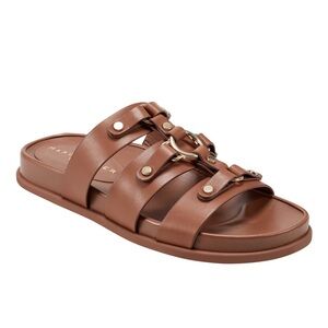 Marc Fisher Verity FLAT LEATHER FOOTBED SANDAL Tan 9